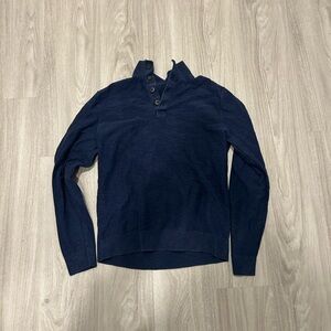 Red Navy Zip-Up Knit Sweater